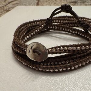 Chan Luu Brown Leather Beaded Bracelet